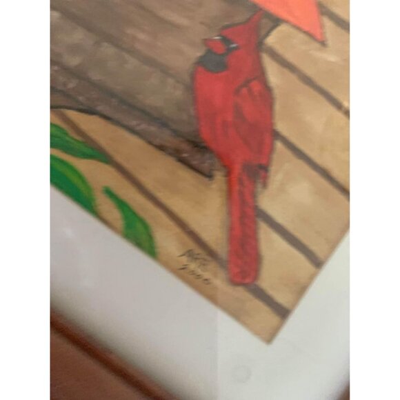 Watercolor Sunflower with Cardinal Framed Wall Art by Anna Ruth Enders 12” x 15” - Picture 3 of 3